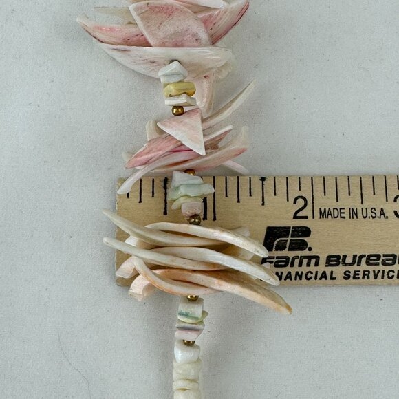 Vintage Seashell Necklace Natural Tropical Puka Shell Choker Pink White 18" - Picture 5 of 10